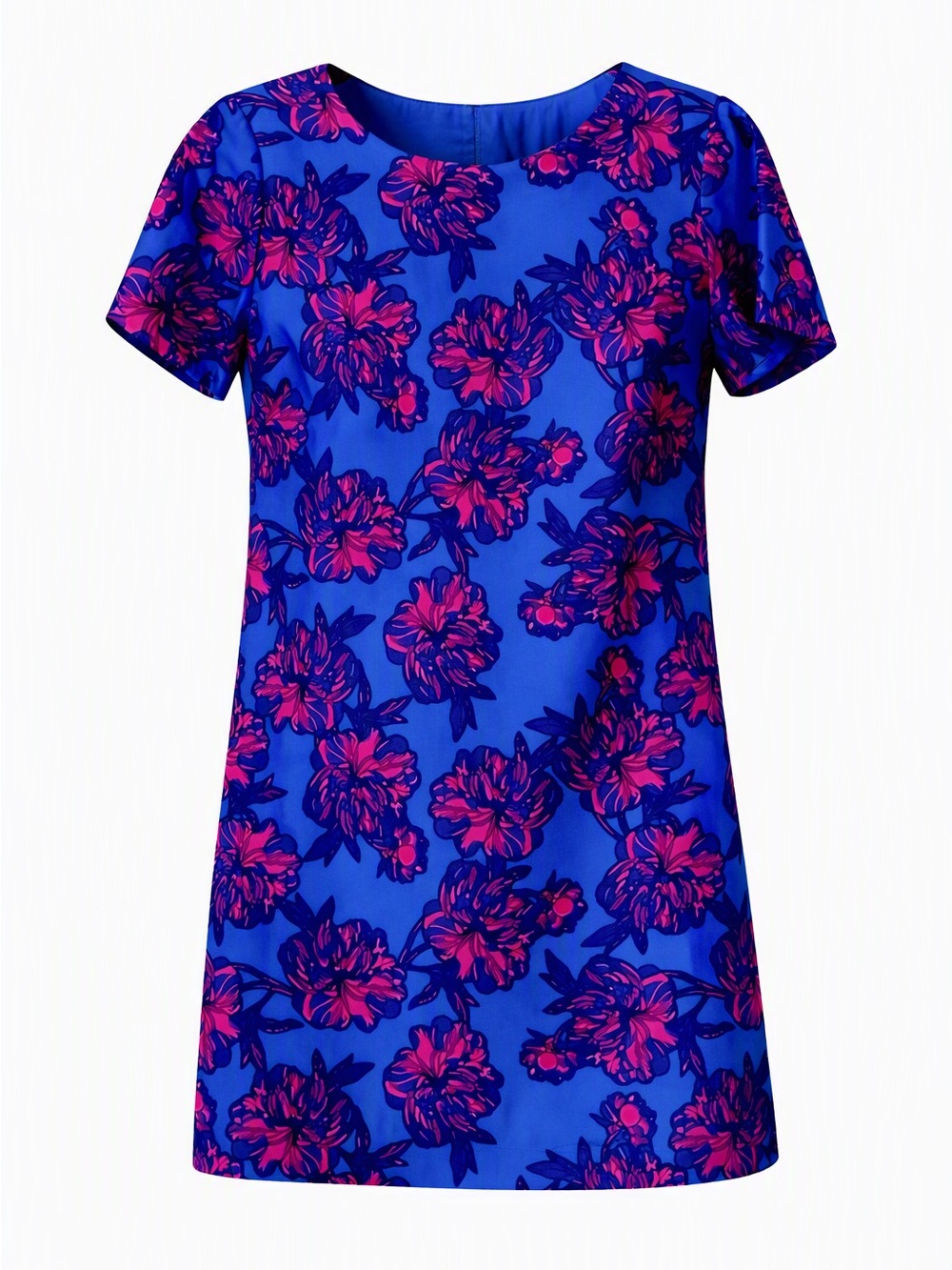 J.Crew Blue Pink Floral Crepe Shift Mini Dress Size 2